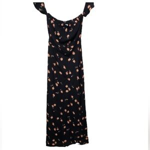 FLYNN SKYE OFF THE SHOULDER BLACK FLORAL MAXI DRESS